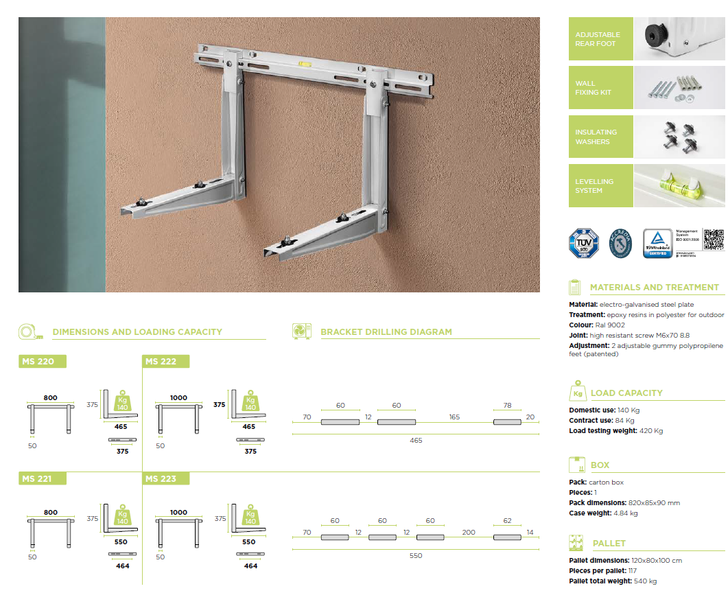 Muurbeugel buitenunit - Airco 7 kW